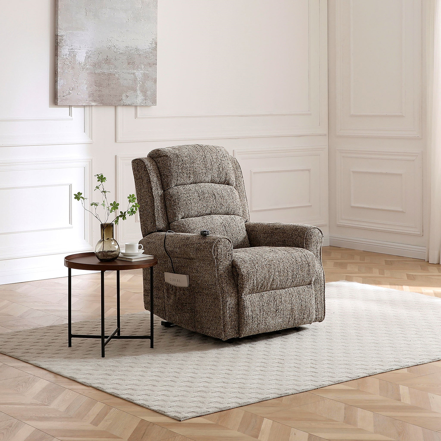 Hendry Twin Motor Power Recliner Armchair Fawn from Roseland Furniture