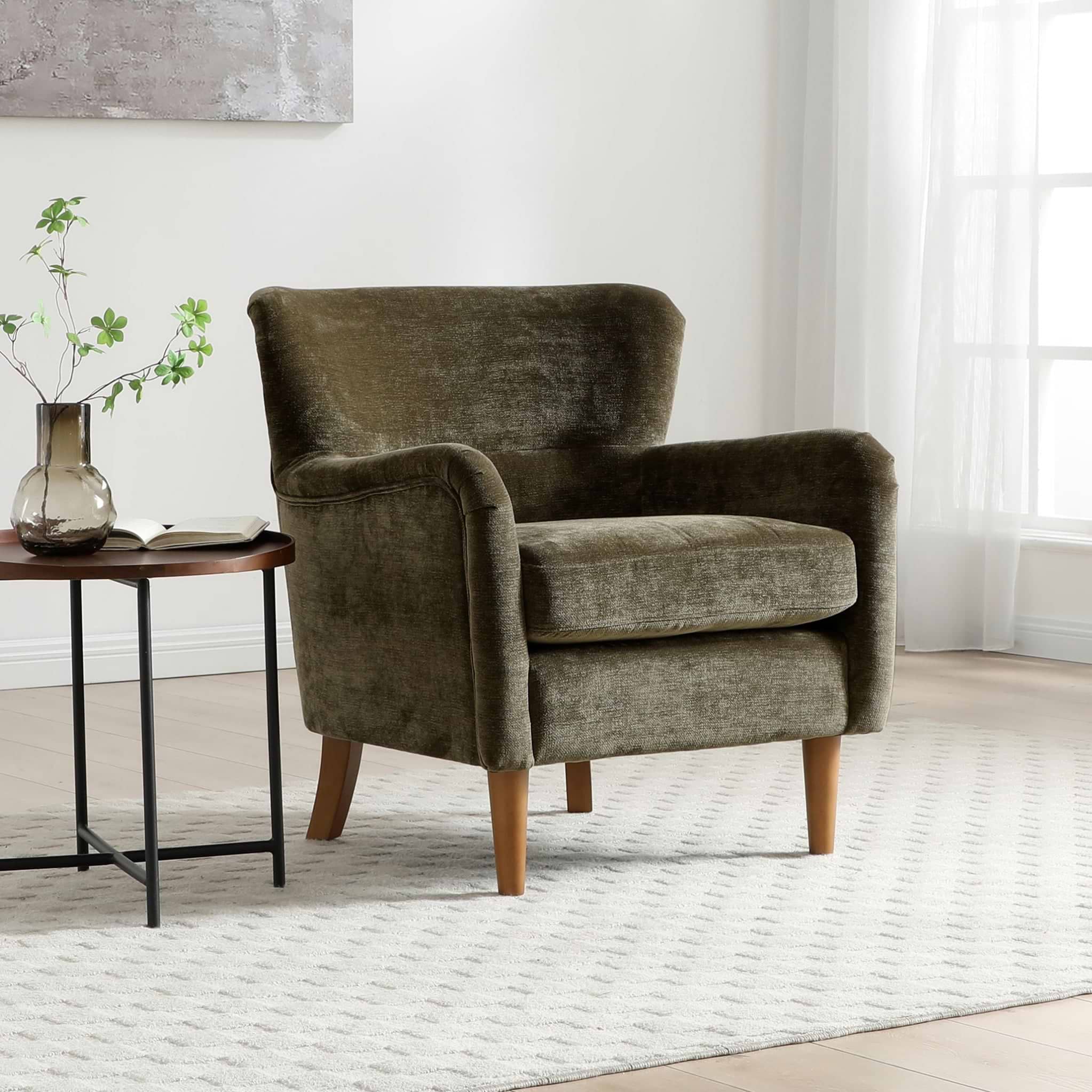 Arkwright Wingback Armchair Olive from Roseland Furniture