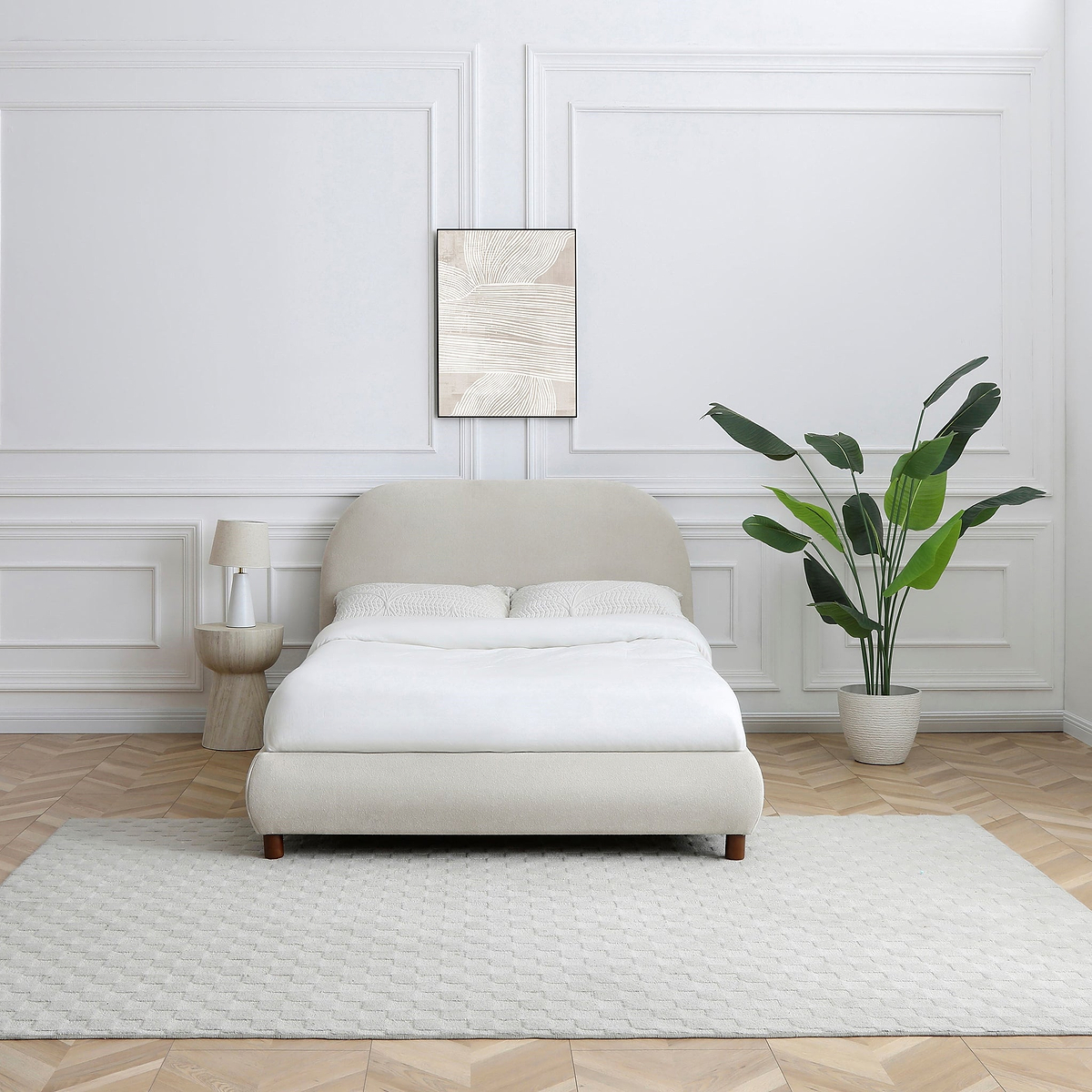 Langford Upholstered Bed Frame Natural Double from Roseland Furniture