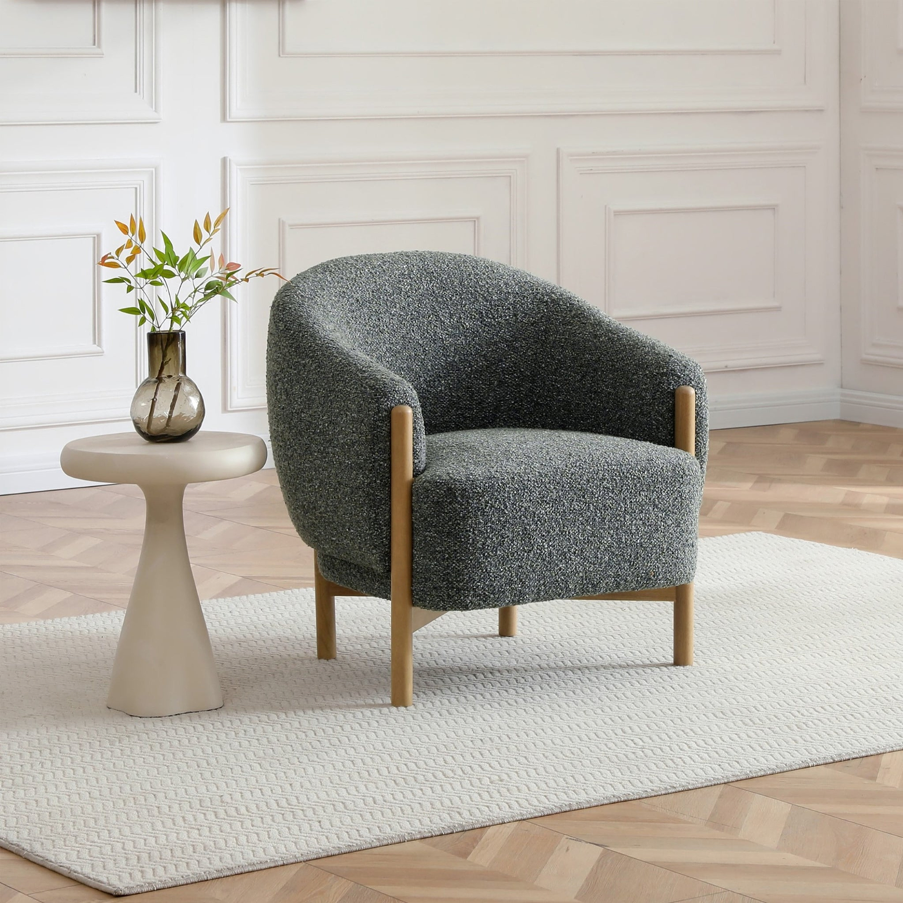 Mareen Boucle Accent Chair Olive from Roseland Furniture