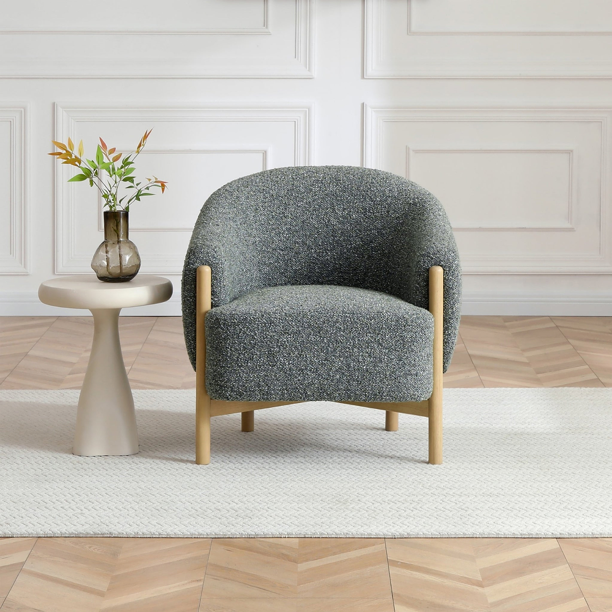 Mareen Boucle Accent Chair Olive from Roseland Furniture