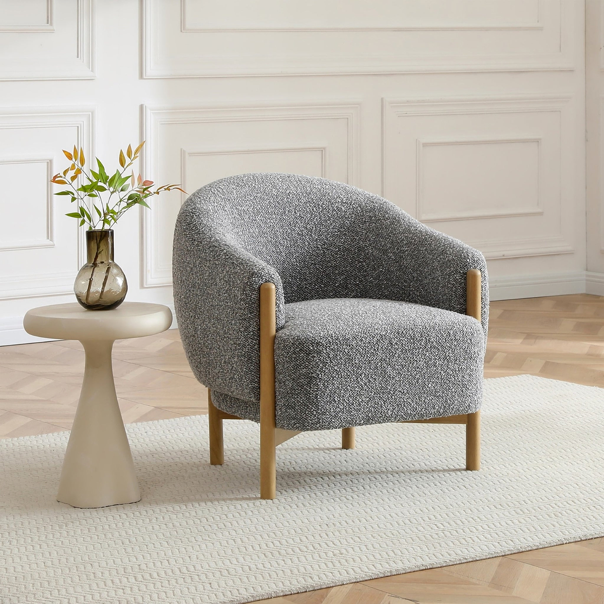 Mareen Boucle Accent Chair Grey from Roseland Furniture