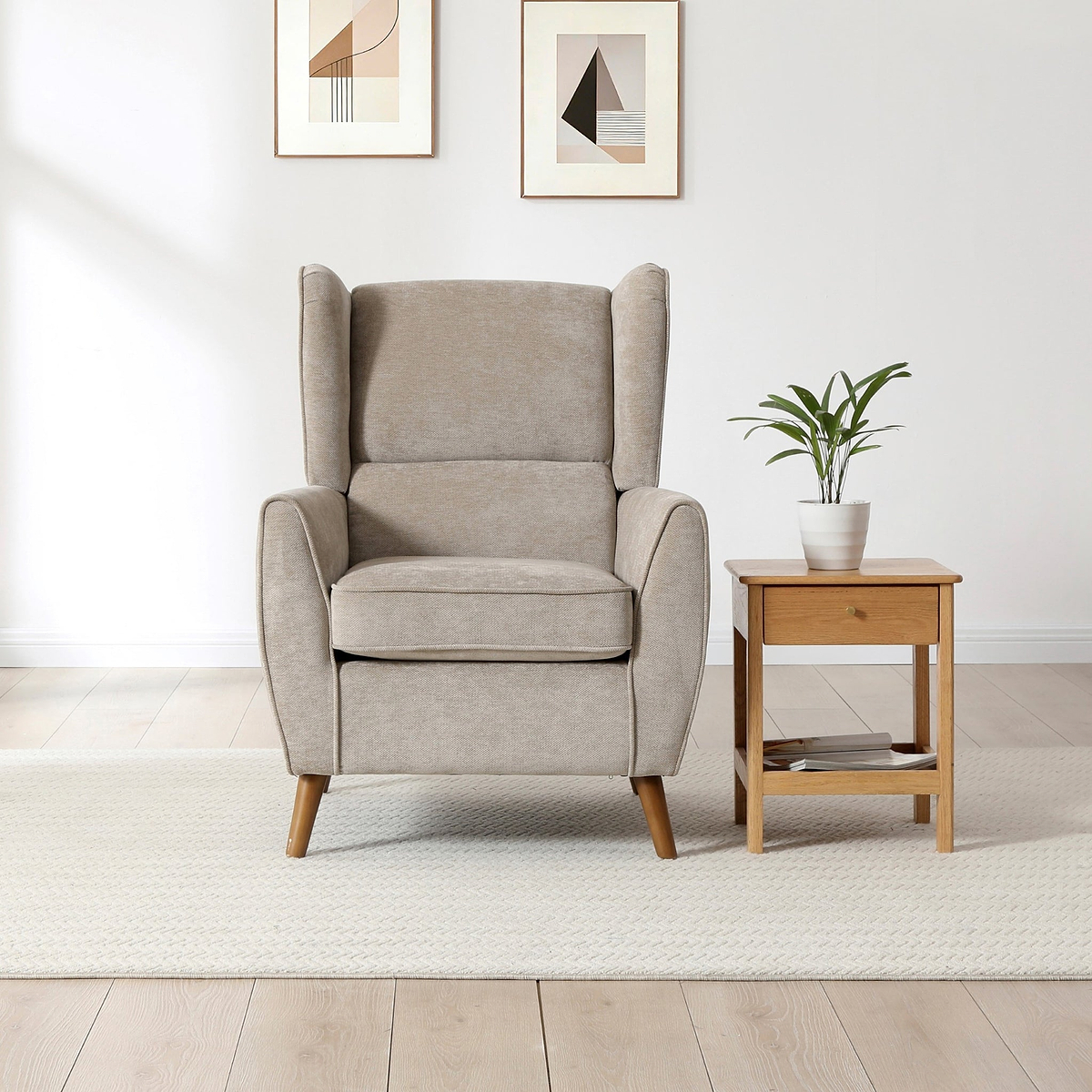 Dora Wingback Accent Chair Natural from Roseland Furniture