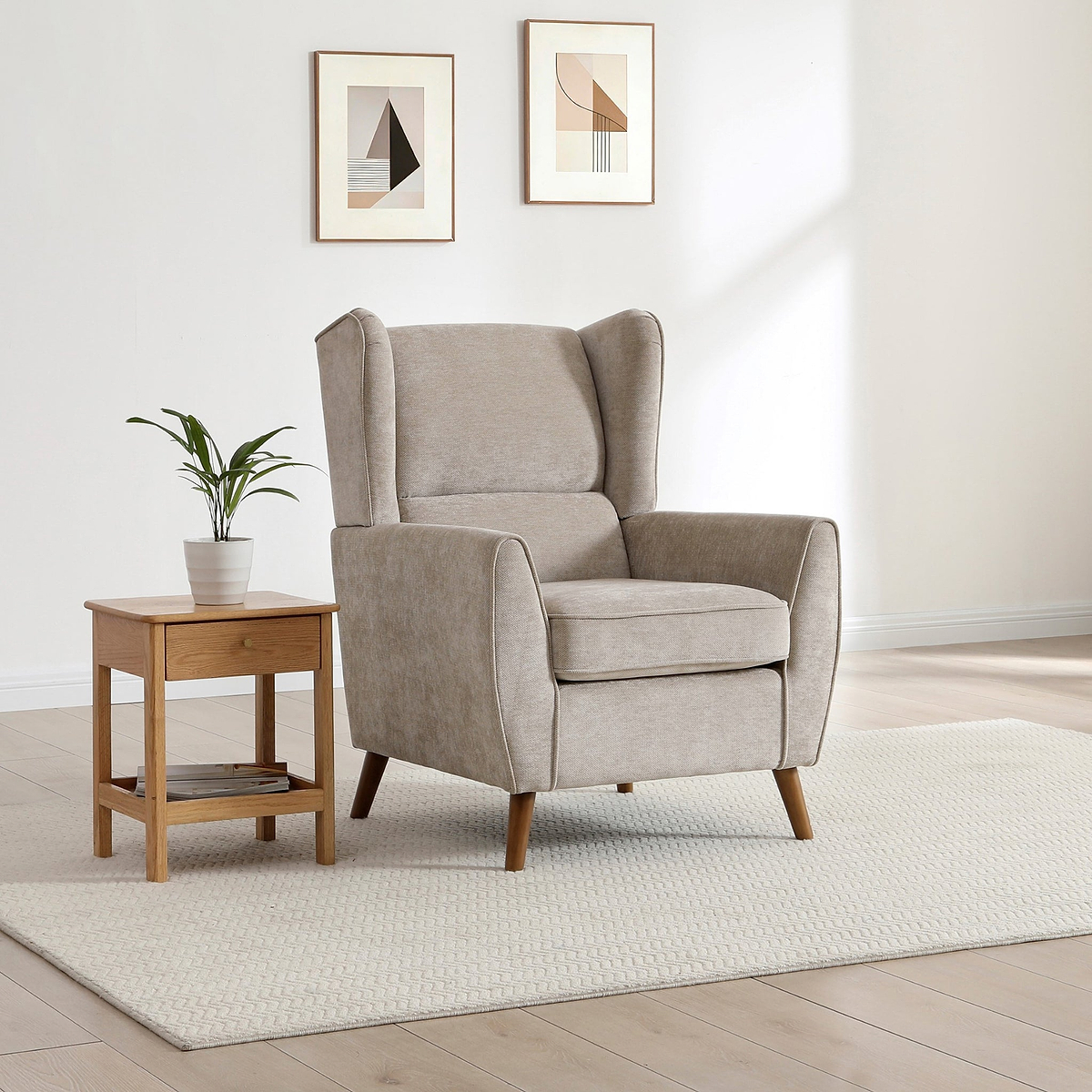 Dora Wingback Accent Chair Natural from Roseland Furniture