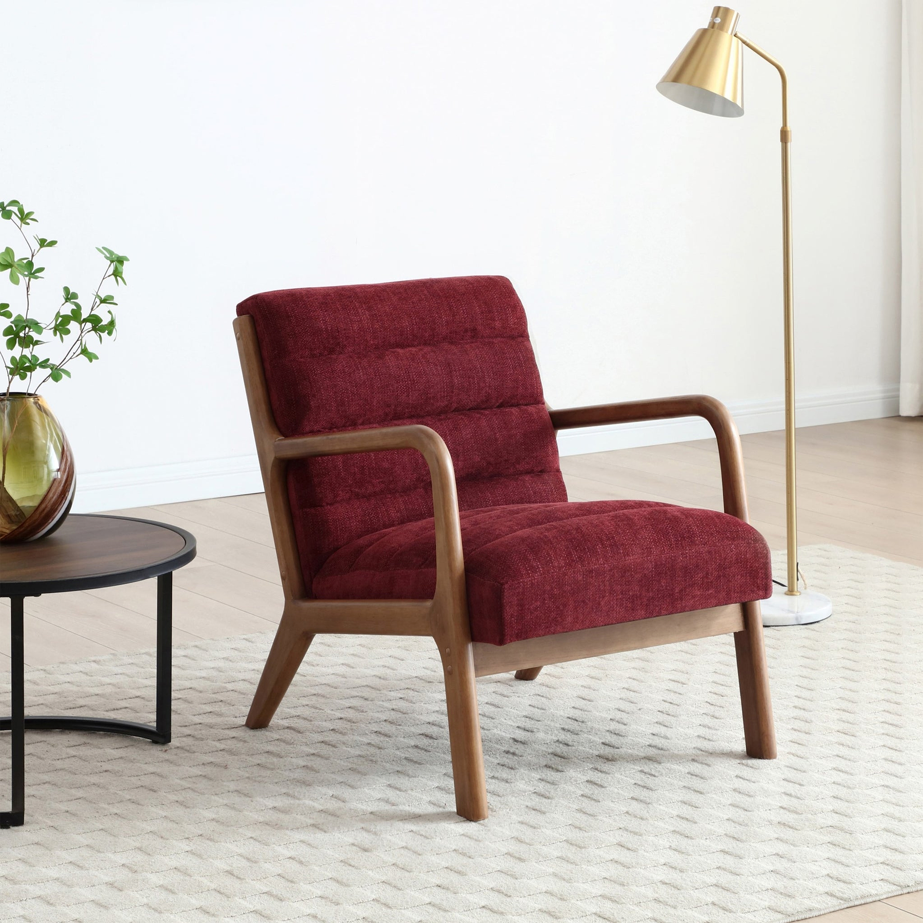 Jonah Wine Red Ribbed Accent Chair from Roseland Furniture