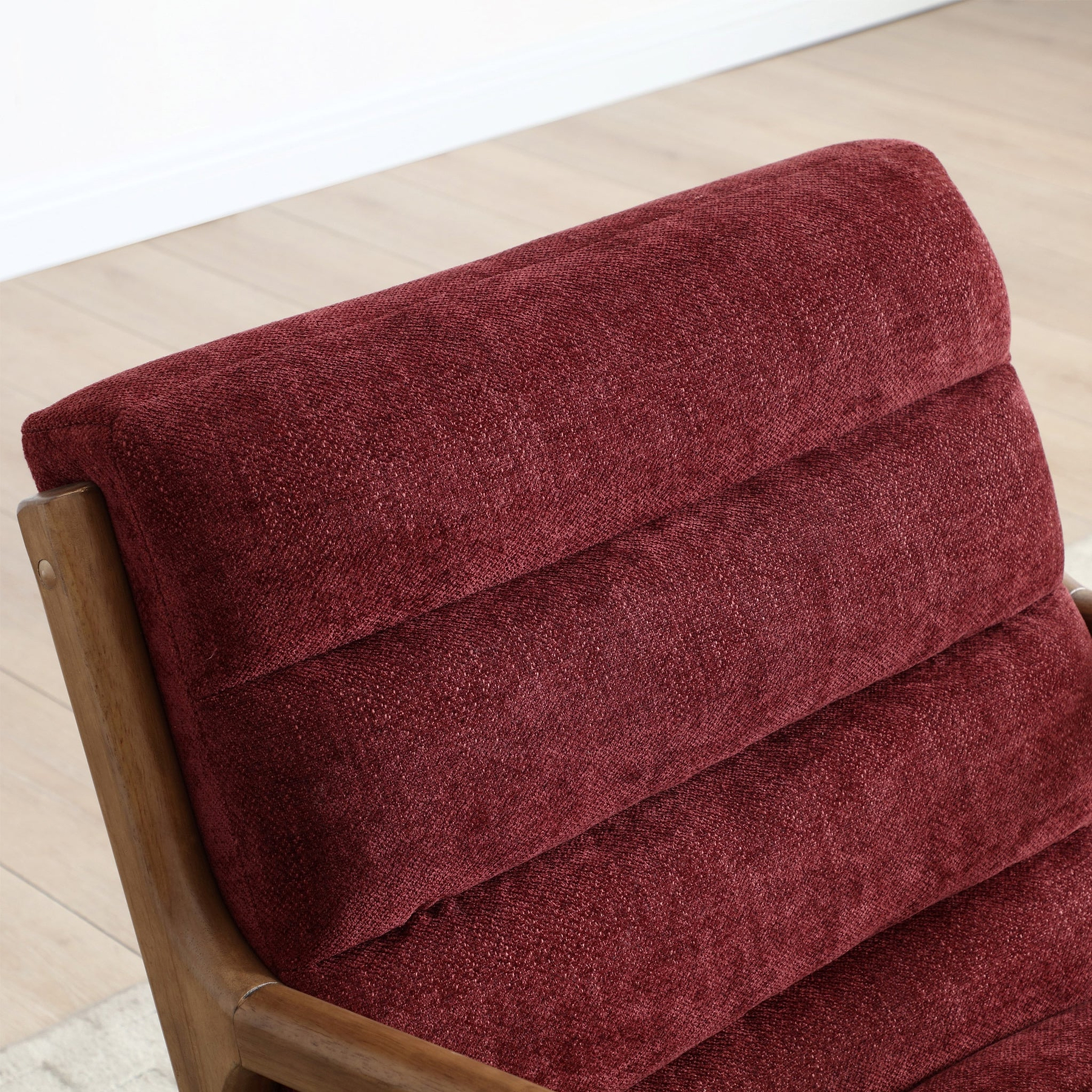 Jonah Wine Red Ribbed Accent Chair from Roseland Furniture
