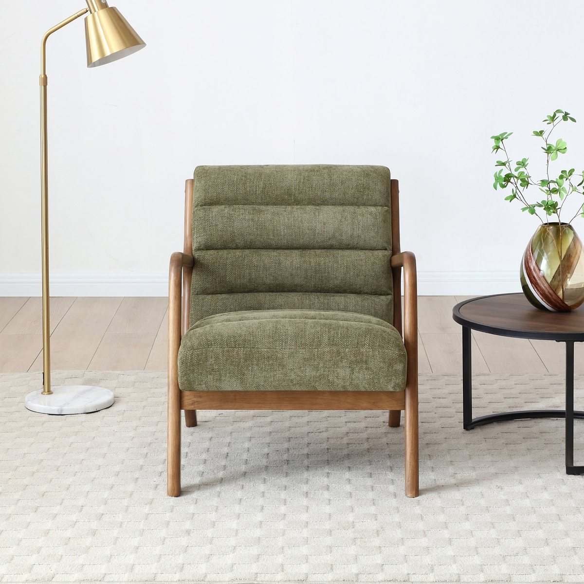 Jonah Olive Ribbed Accent Chair from Roseland Furniture