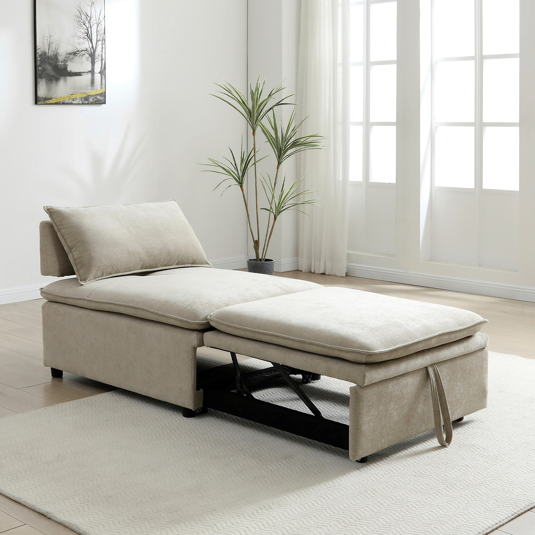 Keller Single Sofa Bed Taupe from Roseland Furniture