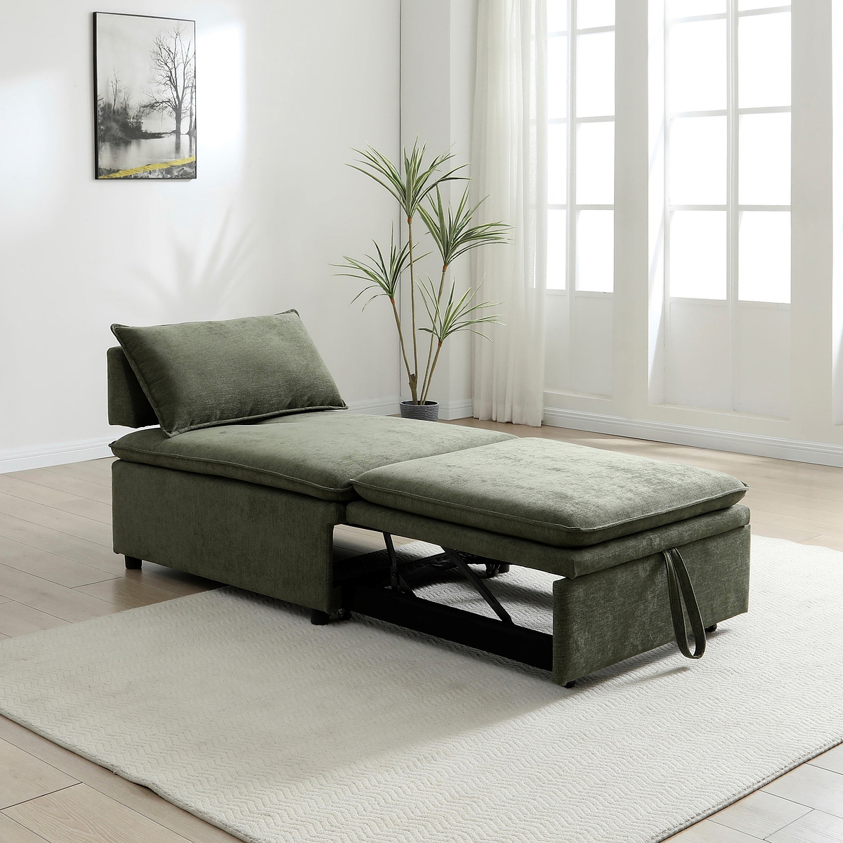 Keller Single Sofa Bed Olive from Roseland Furniture