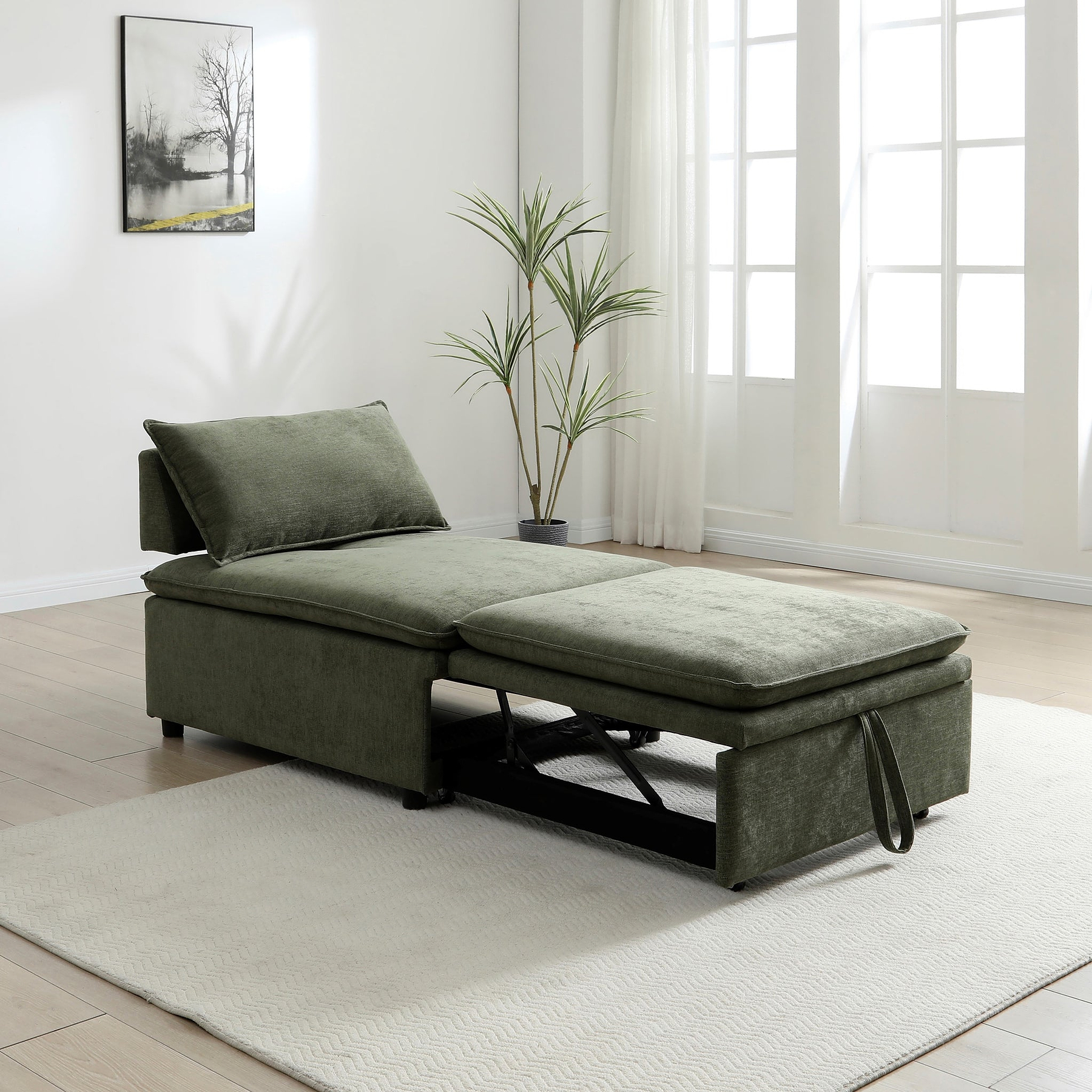 Keller Single Sofa Bed Olive from Roseland Furniture