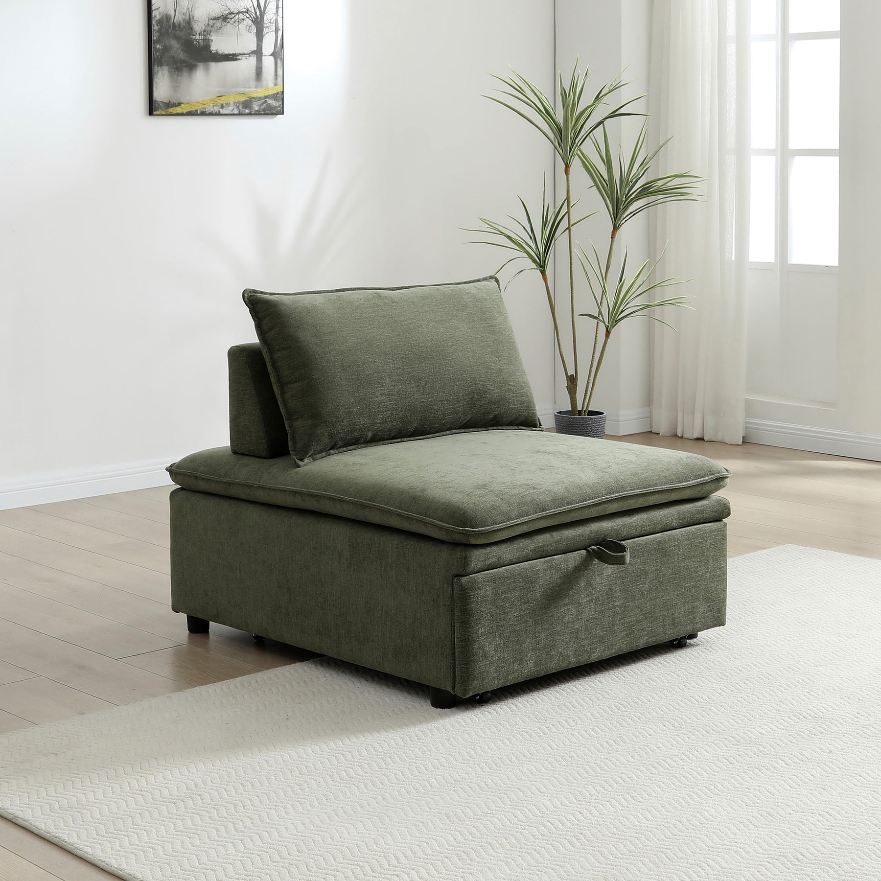Keller Single Sofa Bed Olive from Roseland Furniture