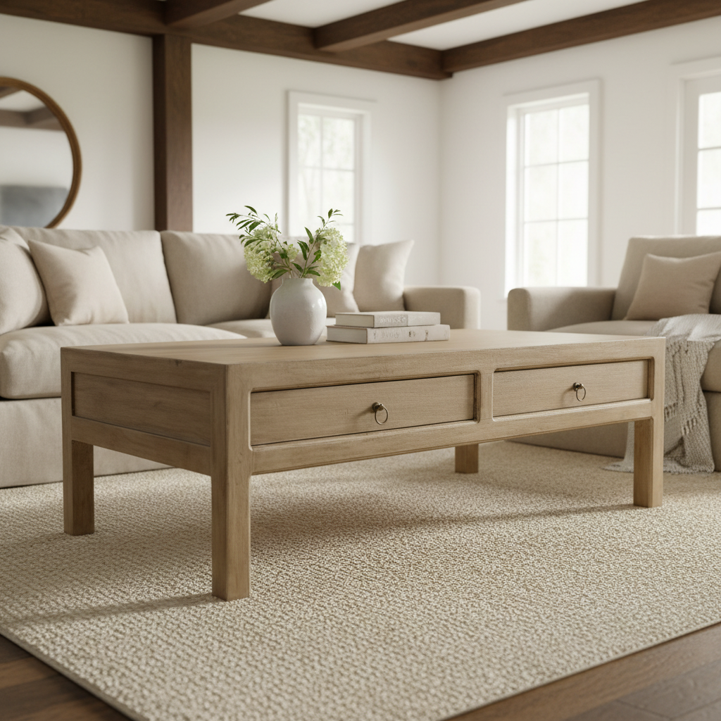 Amal Mango Wood 2 Drawer Coffee Table from Roseland Furniture