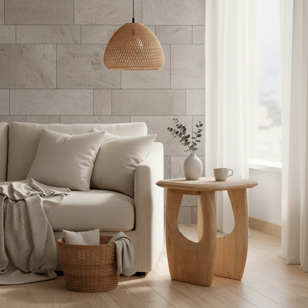 Kanso Almond Mango Wood Lamp Table from Roseland Furniture