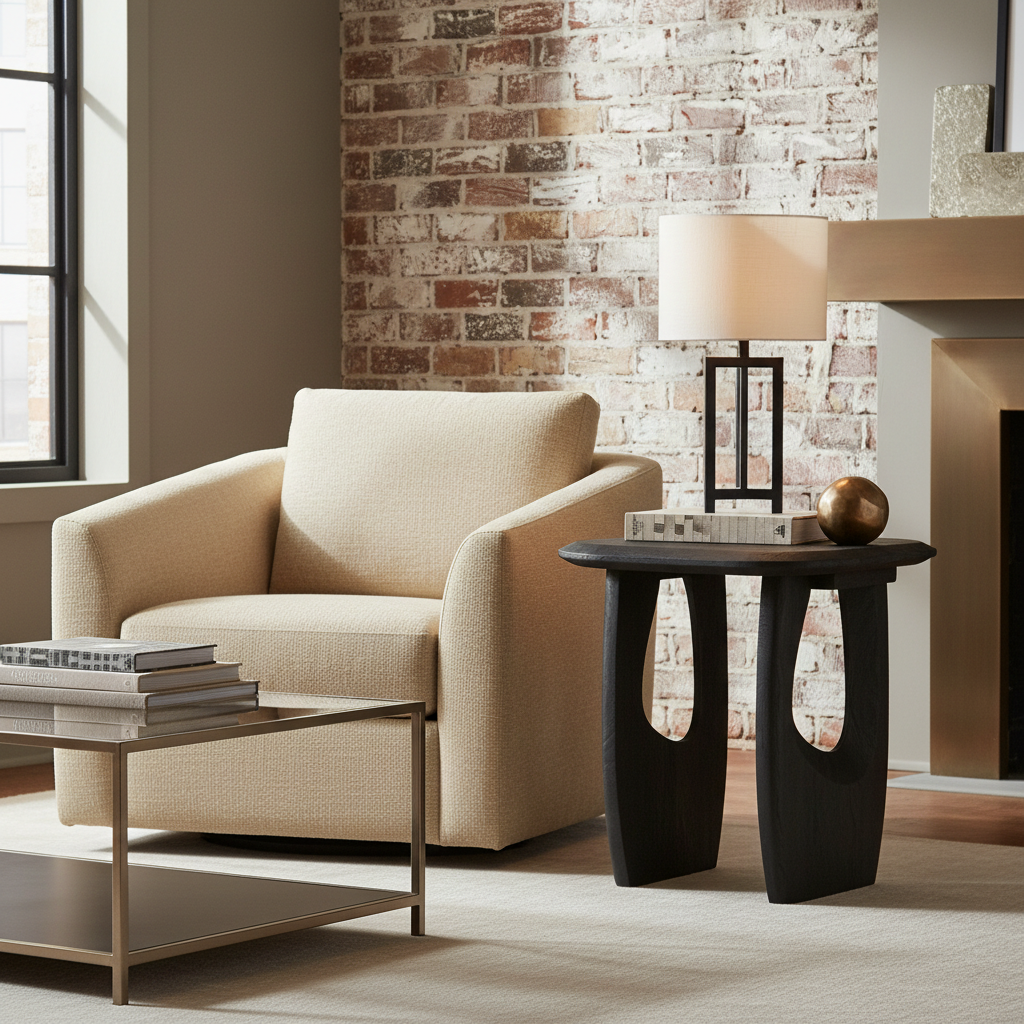 Kanso Black Mango Wood Lamp Table from Roseland Furniture