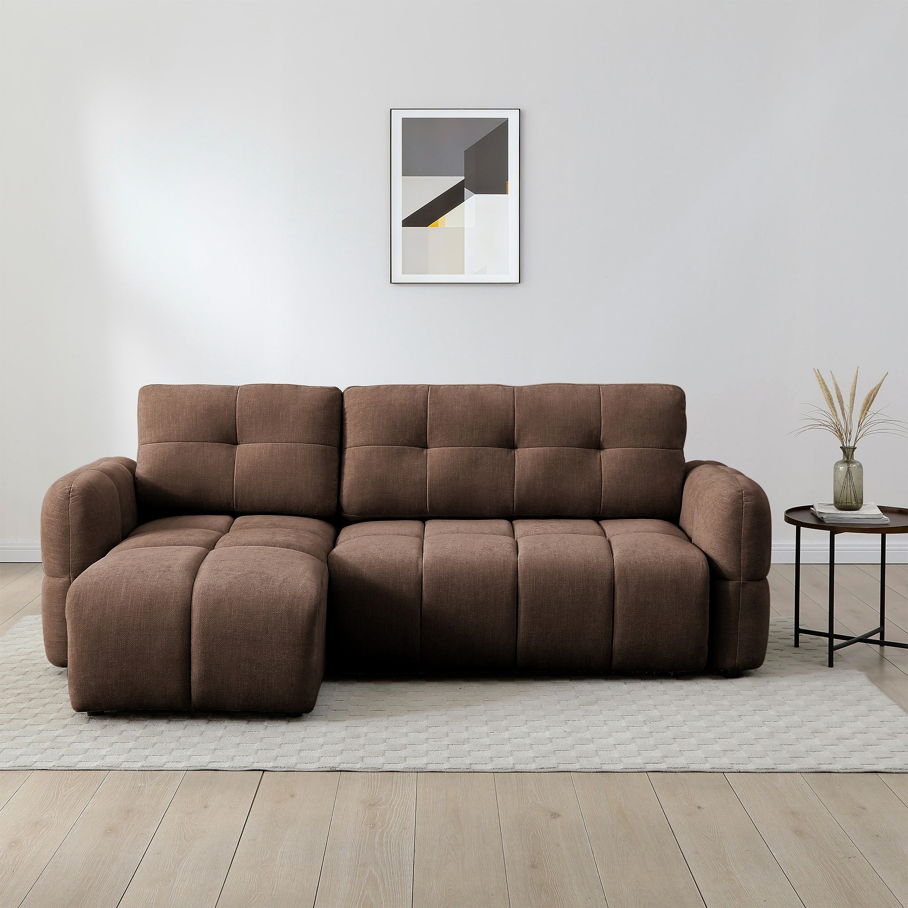 Morse Chocolate Quilted Chaise Sofa Bed from Roseland Furniture