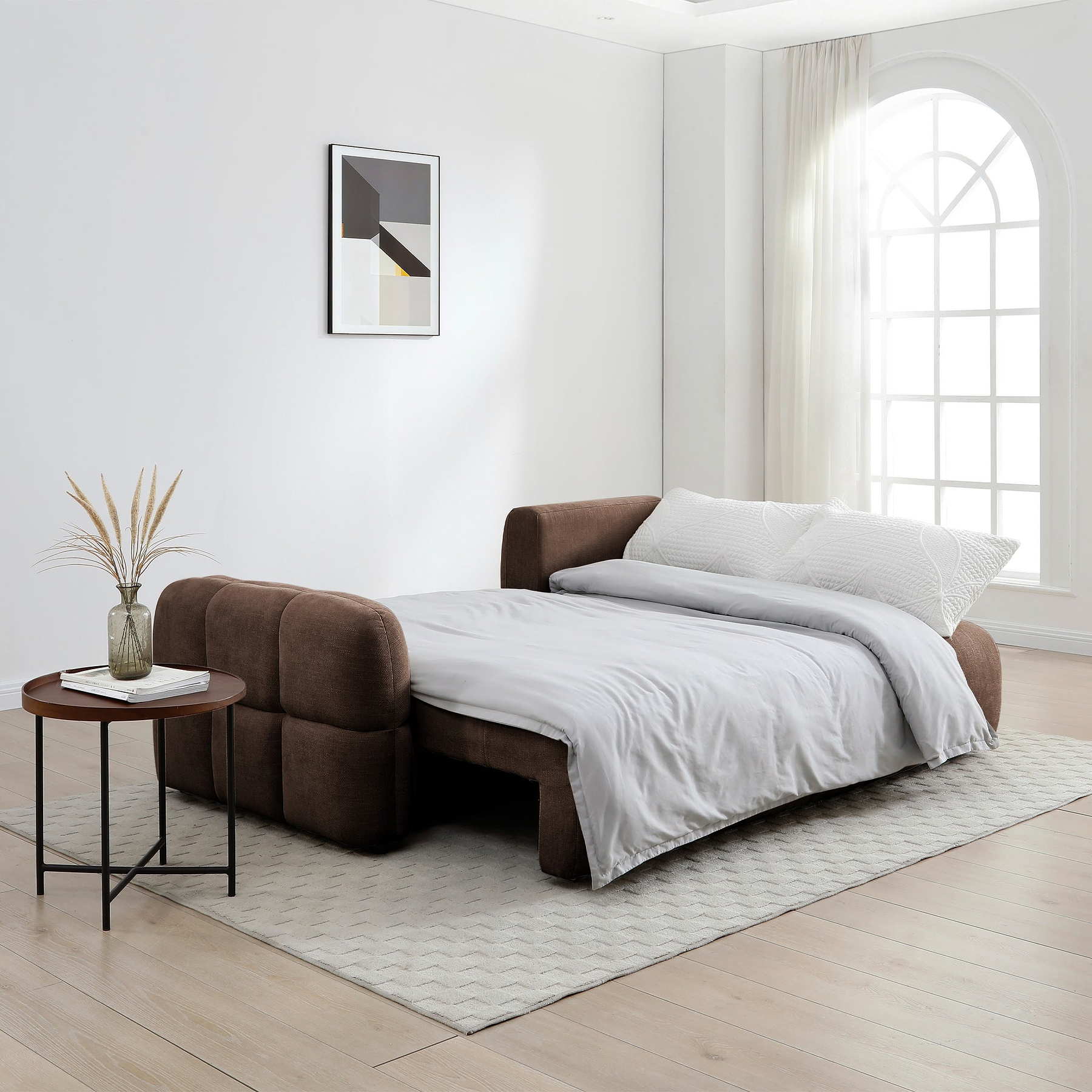 Morse Chocolate Quilted Chaise Sofa Bed from Roseland Furniture