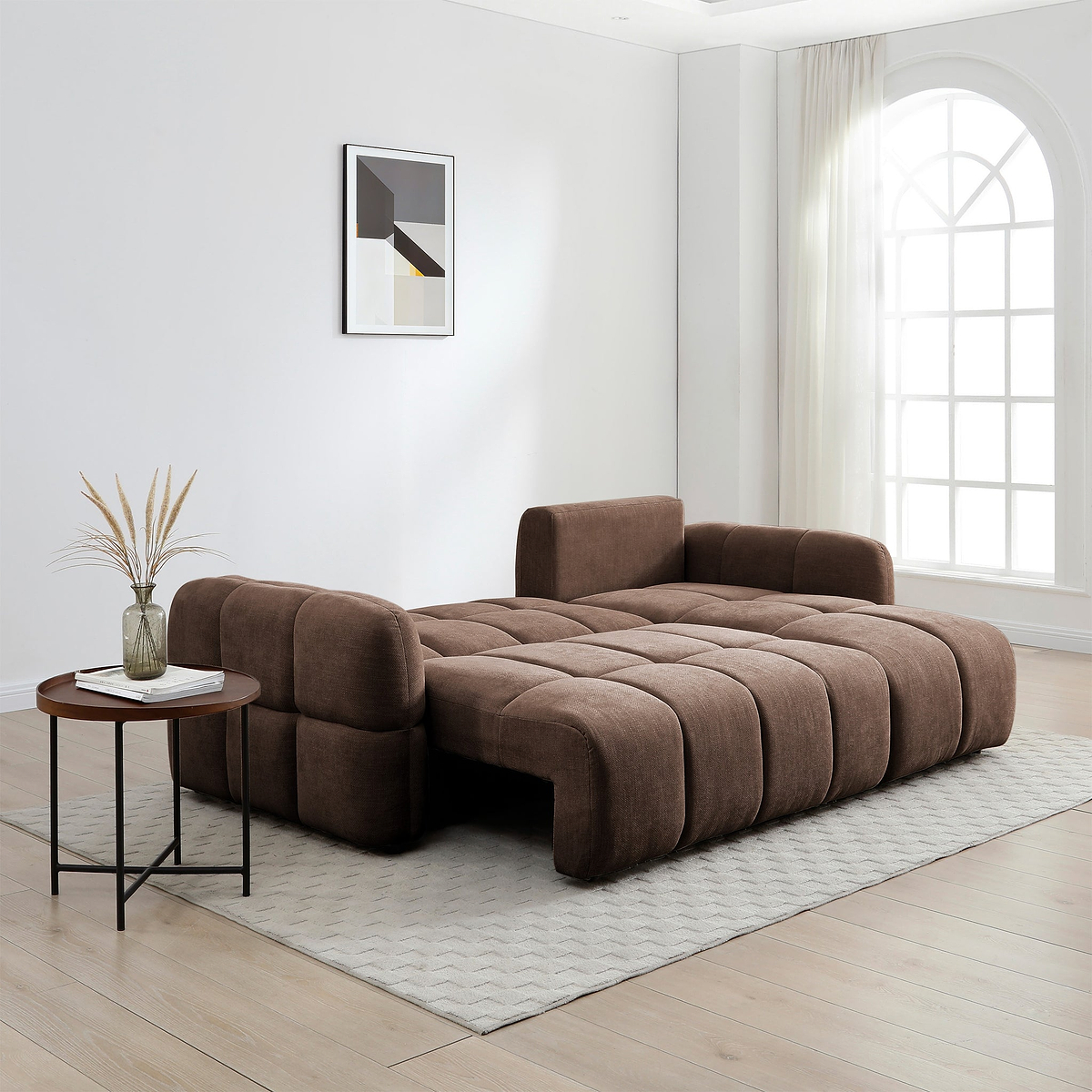 Morse Chocolate Quilted Chaise Sofa Bed from Roseland Furniture