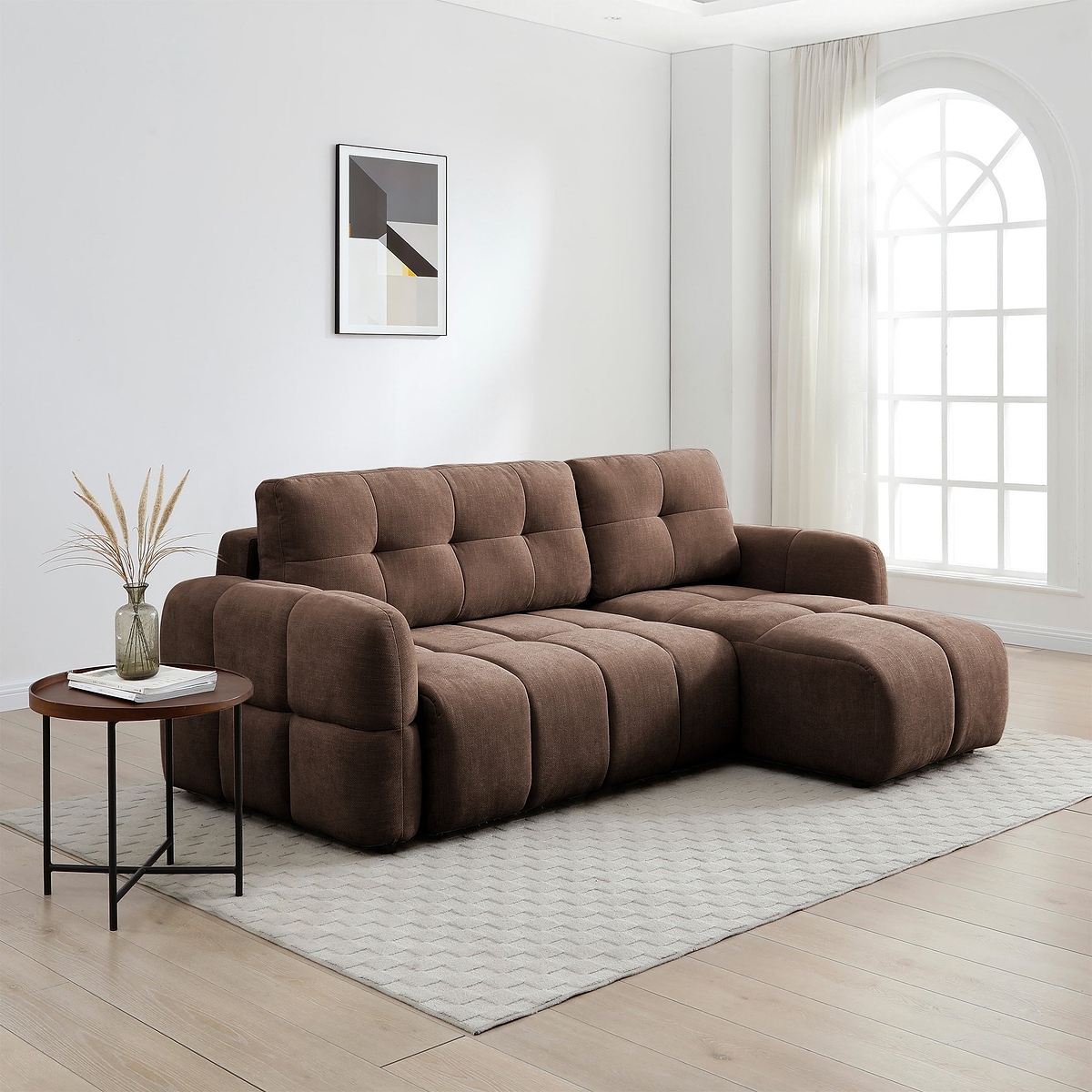 Morse Chocolate Quilted Chaise Sofa Bed from Roseland Furniture