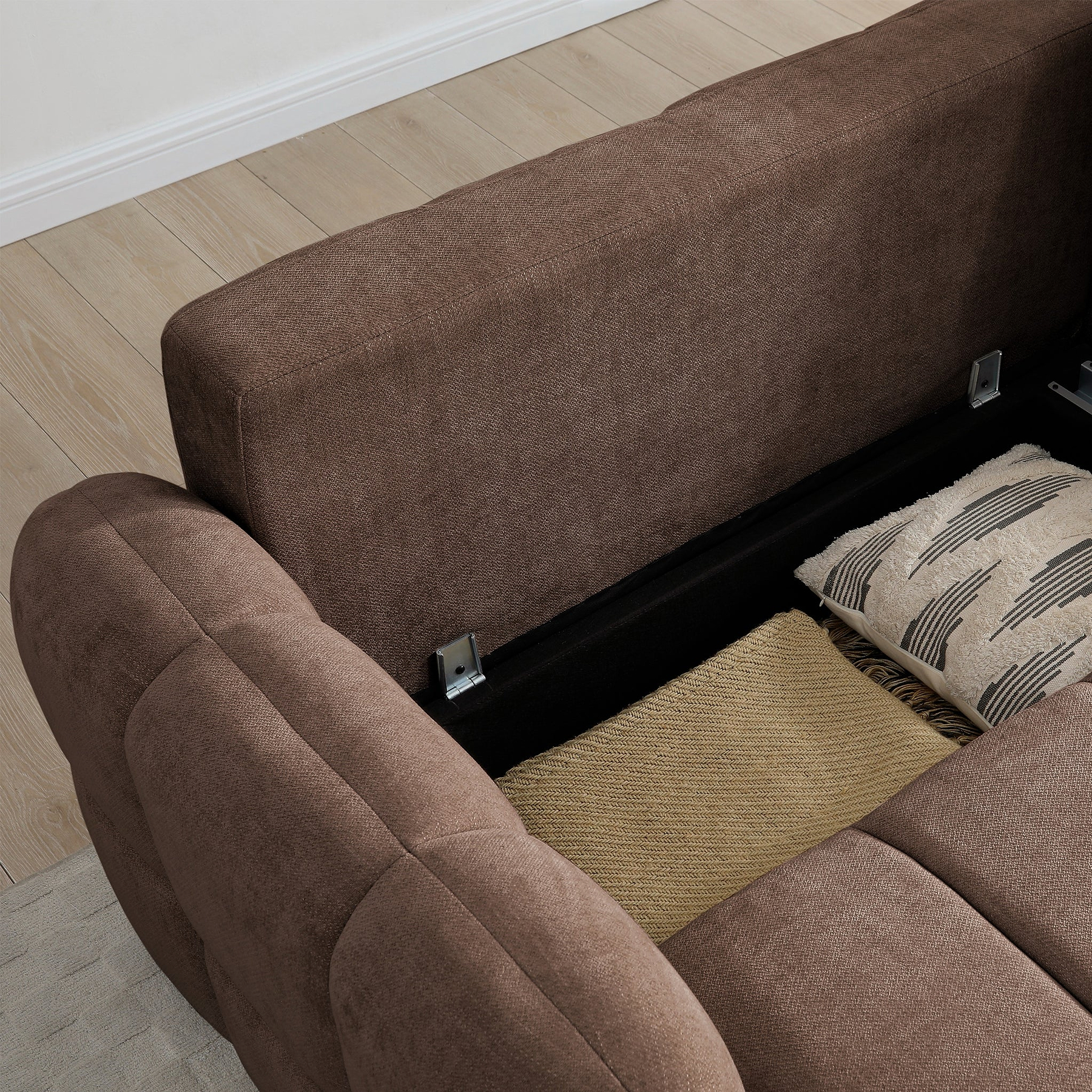 Morse Chocolate Quilted Chaise Sofa Bed from Roseland Furniture
