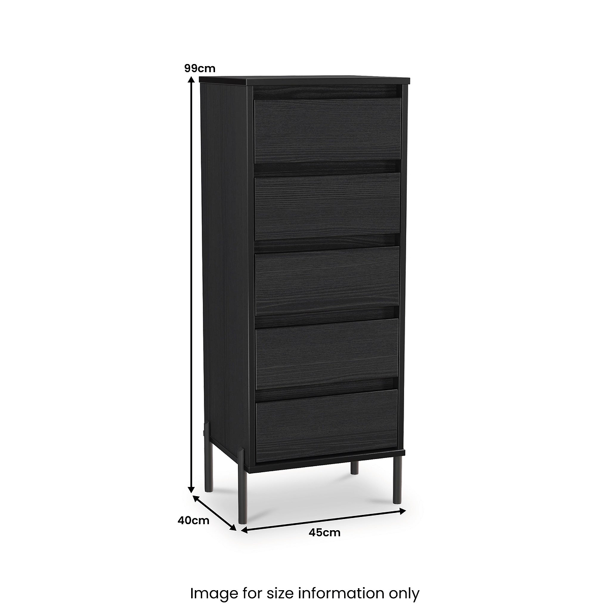 Axton 5 Drawer Tallboy Black Ash from Roseland 