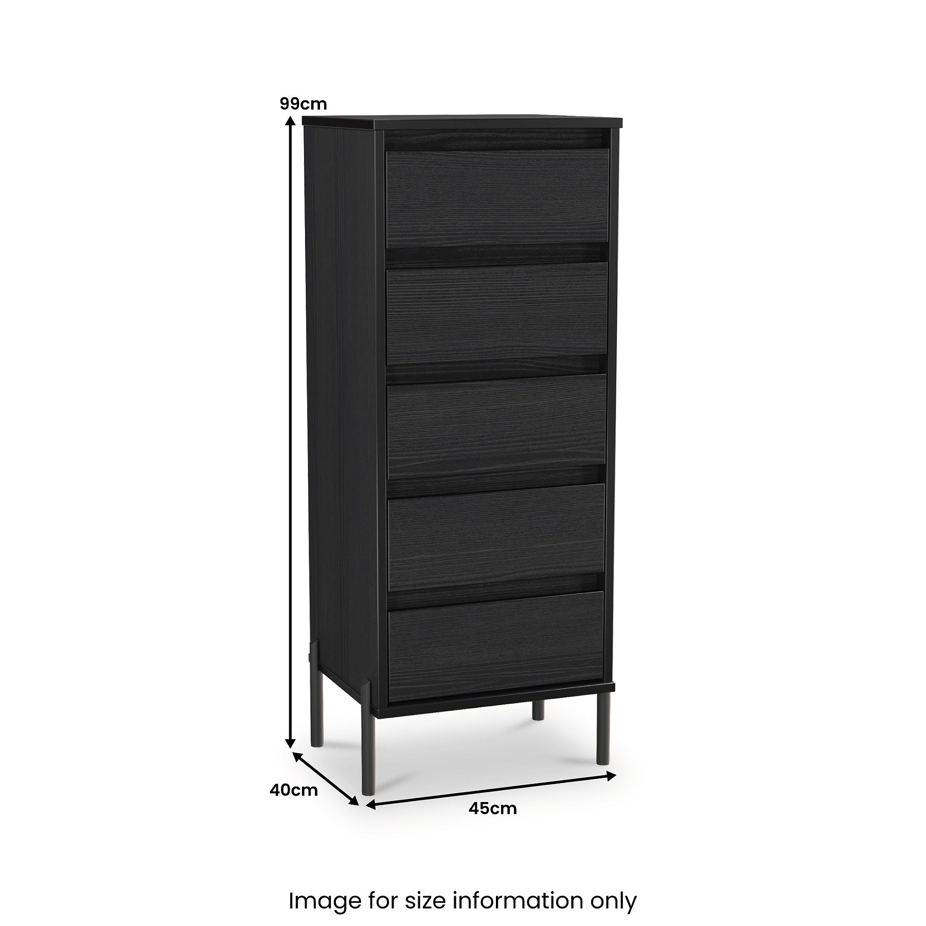 Axton 5 Drawer Tallboy Black Ash from Roseland 