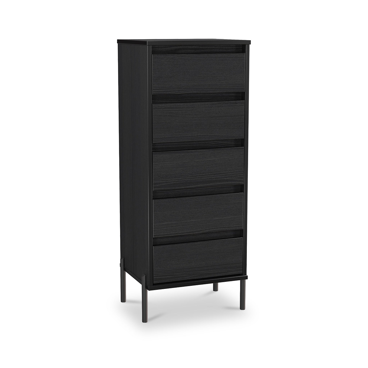 Axton 5 Drawer Tall Boy Chest Black Ash from Roseland Furniture
