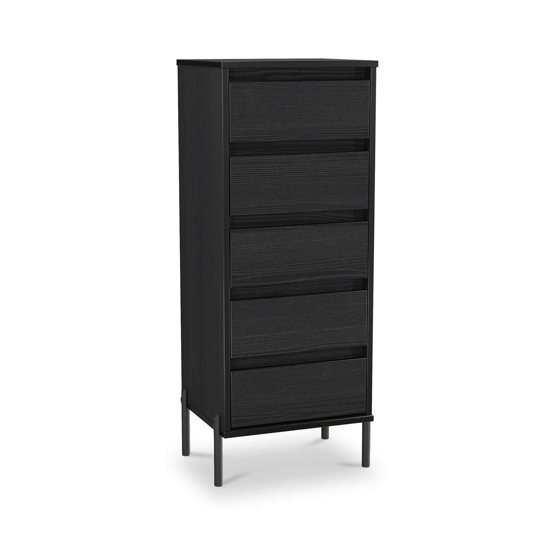 Axton 5 Drawer Tall Boy Chest Black Ash from Roseland Furniture