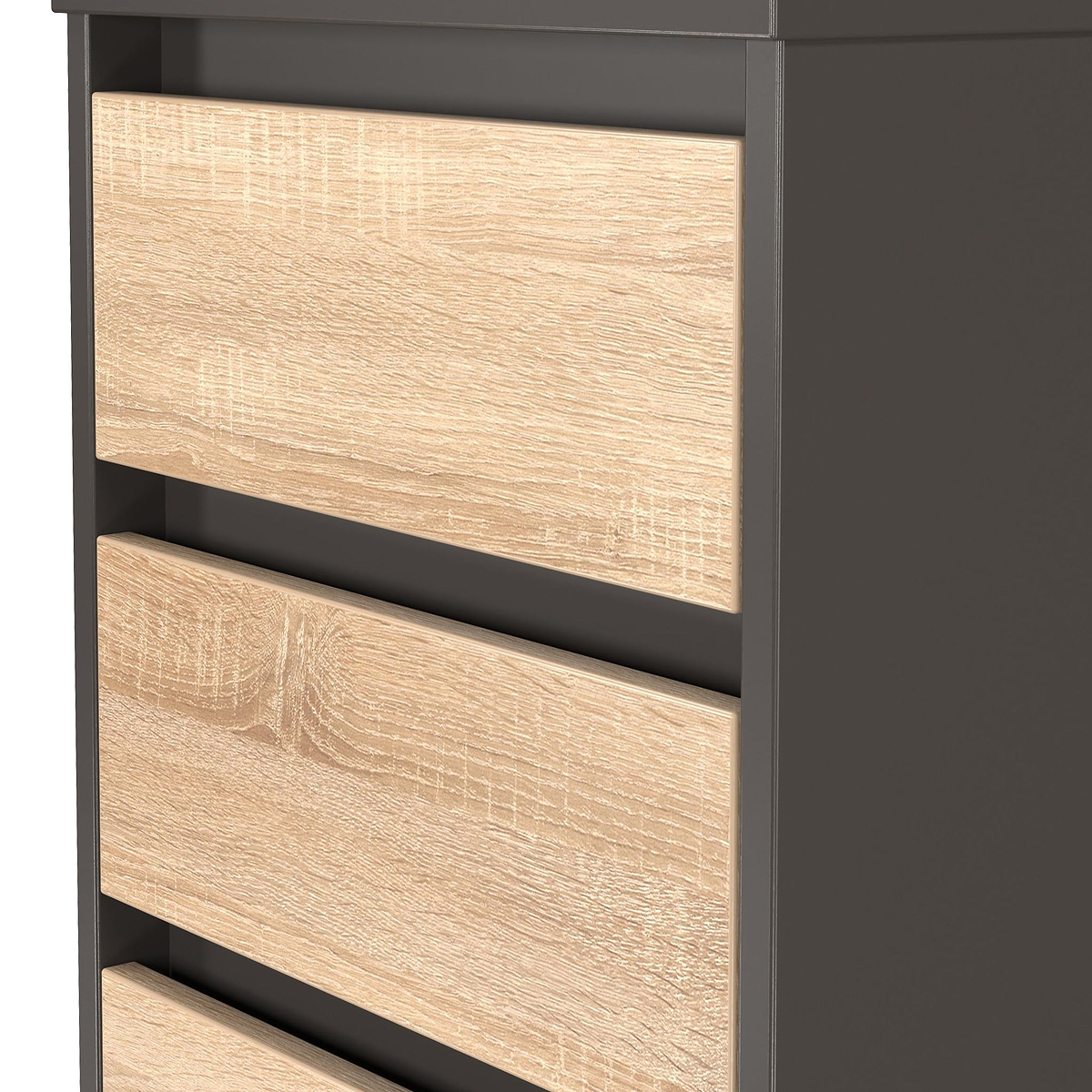 Axton 5 Drawer Tall Boy Chest Oak Graphite from Roseland Furniture