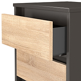 Axton 5 Drawer Tall Boy Chest Oak Graphite from Roseland Furniture