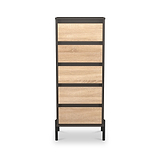 Axton 5 Drawer Tall Boy Chest Oak Graphite from Roseland Furniture