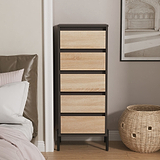 Axton 5 Drawer Tall Boy Chest Oak Graphite from Roseland Furniture