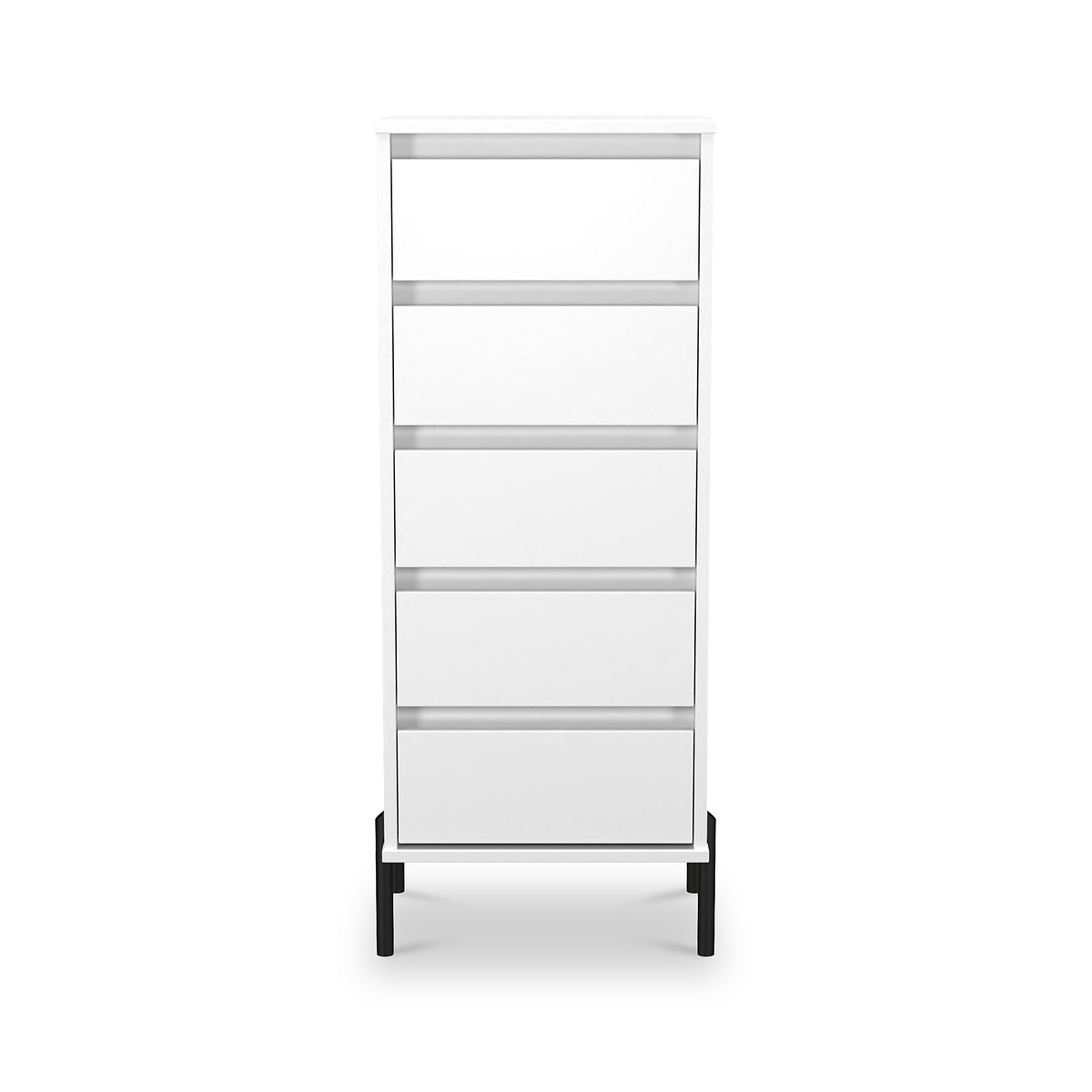 Axton 5 Drawer Tall Boy Chest White Matt from Roseland Furniture