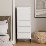 Axton 5 Drawer Tall Boy Chest White Matt from Roseland Furniture