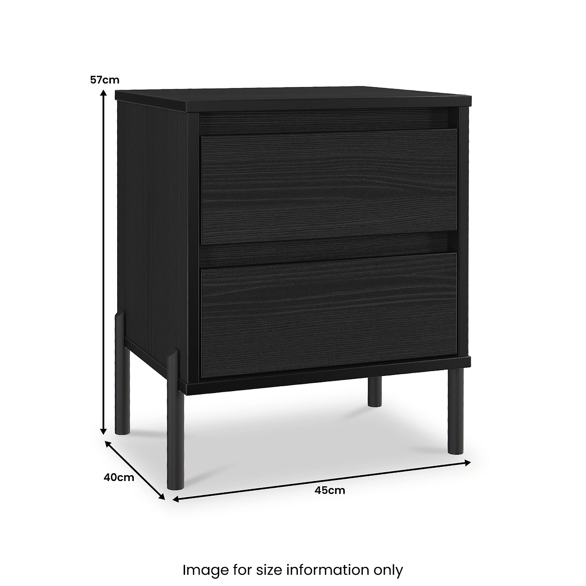 Axton 2 Drawer Bedside Black Ash from Roseland 