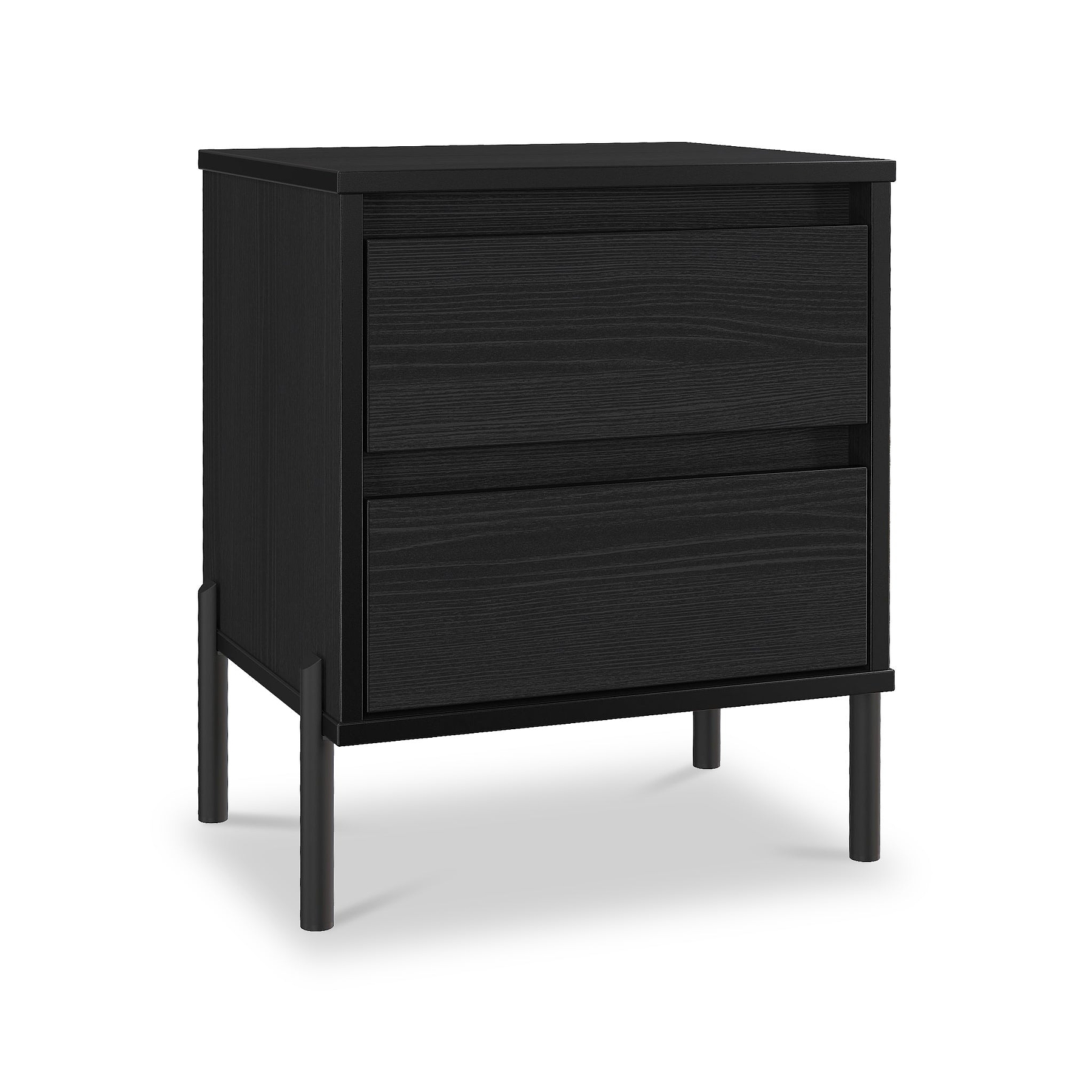 Axton 2 Drawer Bedside Black Ash from Roseland Furniture