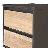 Axton 2 Drawer Bedside Oak Graphite from Roseland Furniture
