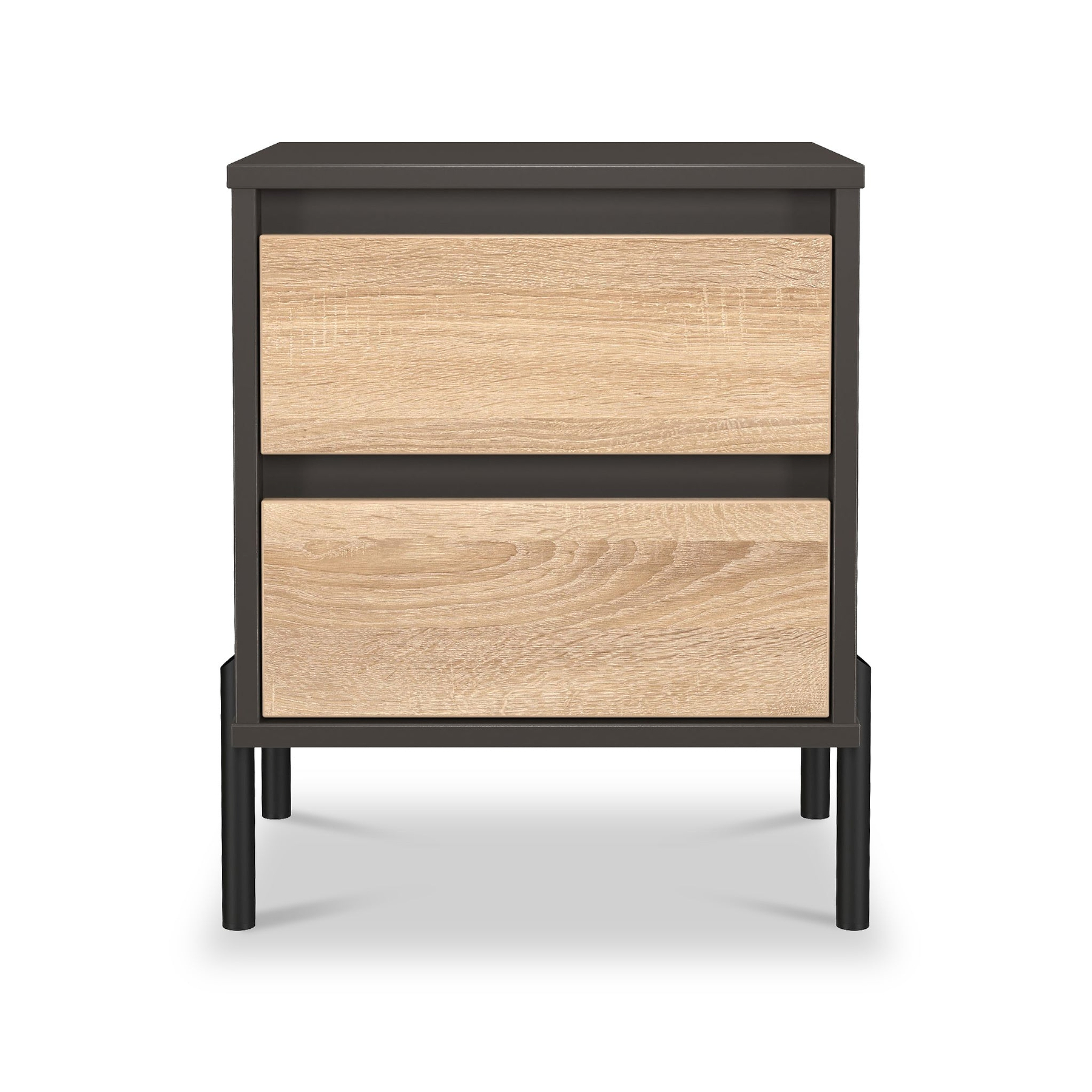 Axton 2 Drawer Bedside Oak Graphite from Roseland Furniture