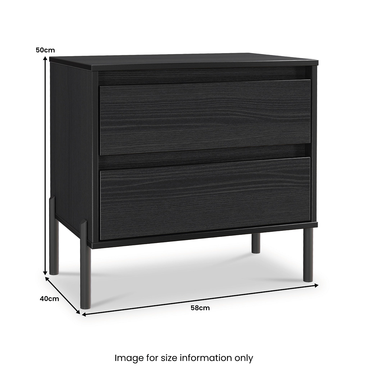 Axton 2 Drawer Wide Bedside Black Ash from Roseland 