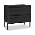 Axton 2 Drawer Wide Bedside Black Ash from Roseland Furniture
