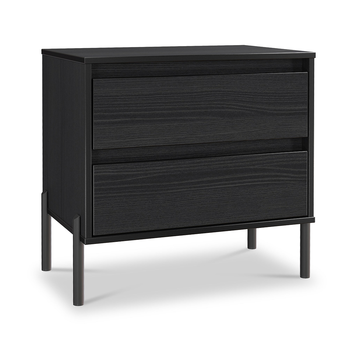Axton 2 Drawer Wide Bedside Black Ash from Roseland Furniture