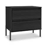 Axton 2 Drawer Wide Bedside Black Ash from Roseland Furniture