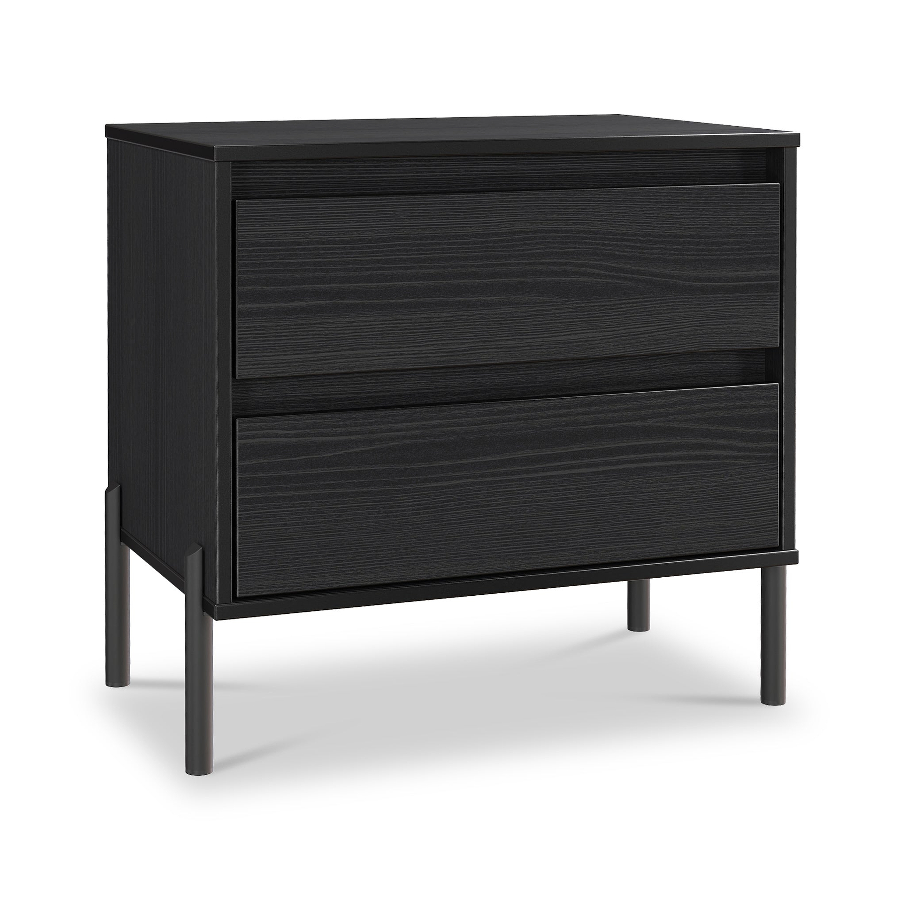Axton 2 Drawer Wide Bedside Black Ash from Roseland Furniture