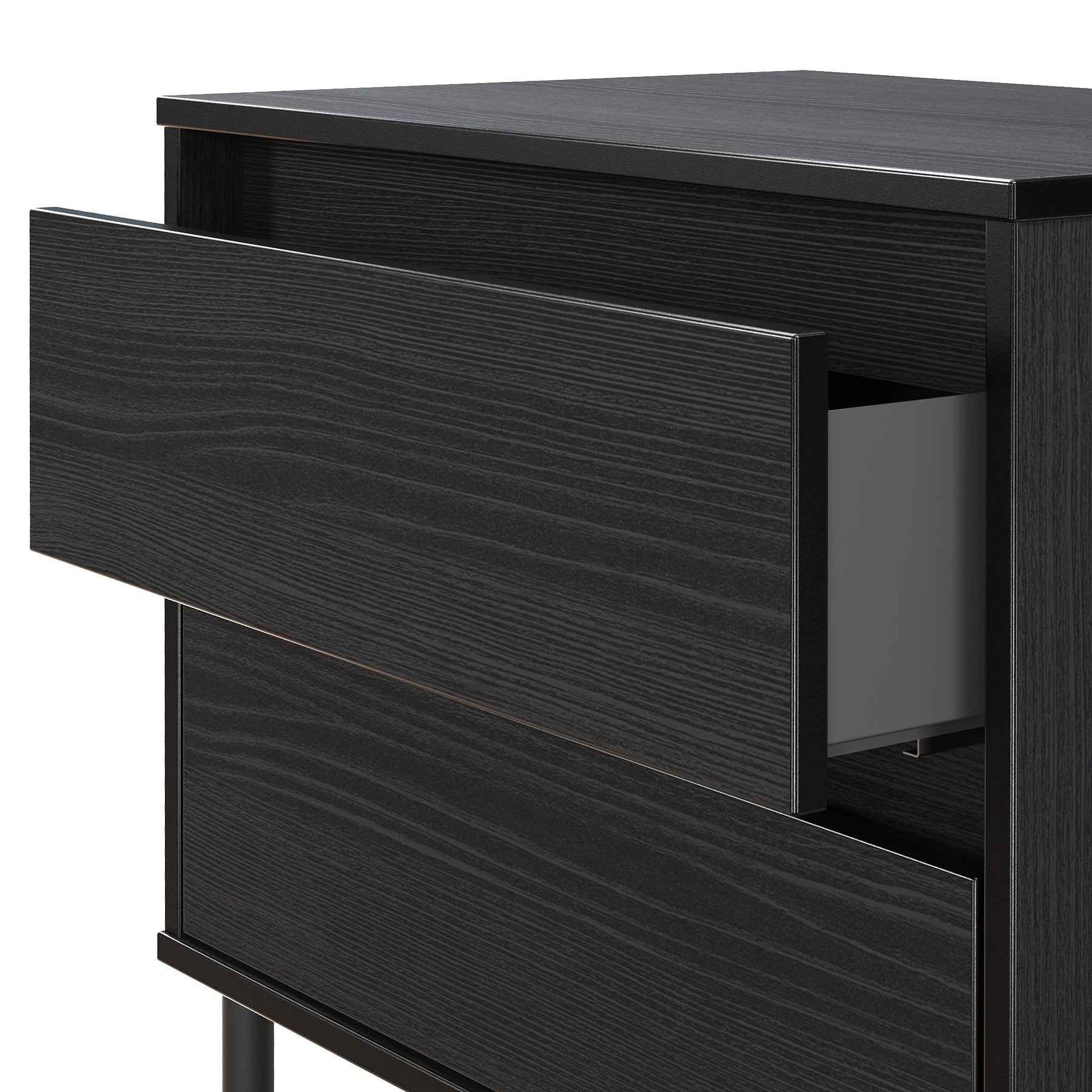 Axton 2 Drawer Wide Bedside Black Ash from Roseland Furniture