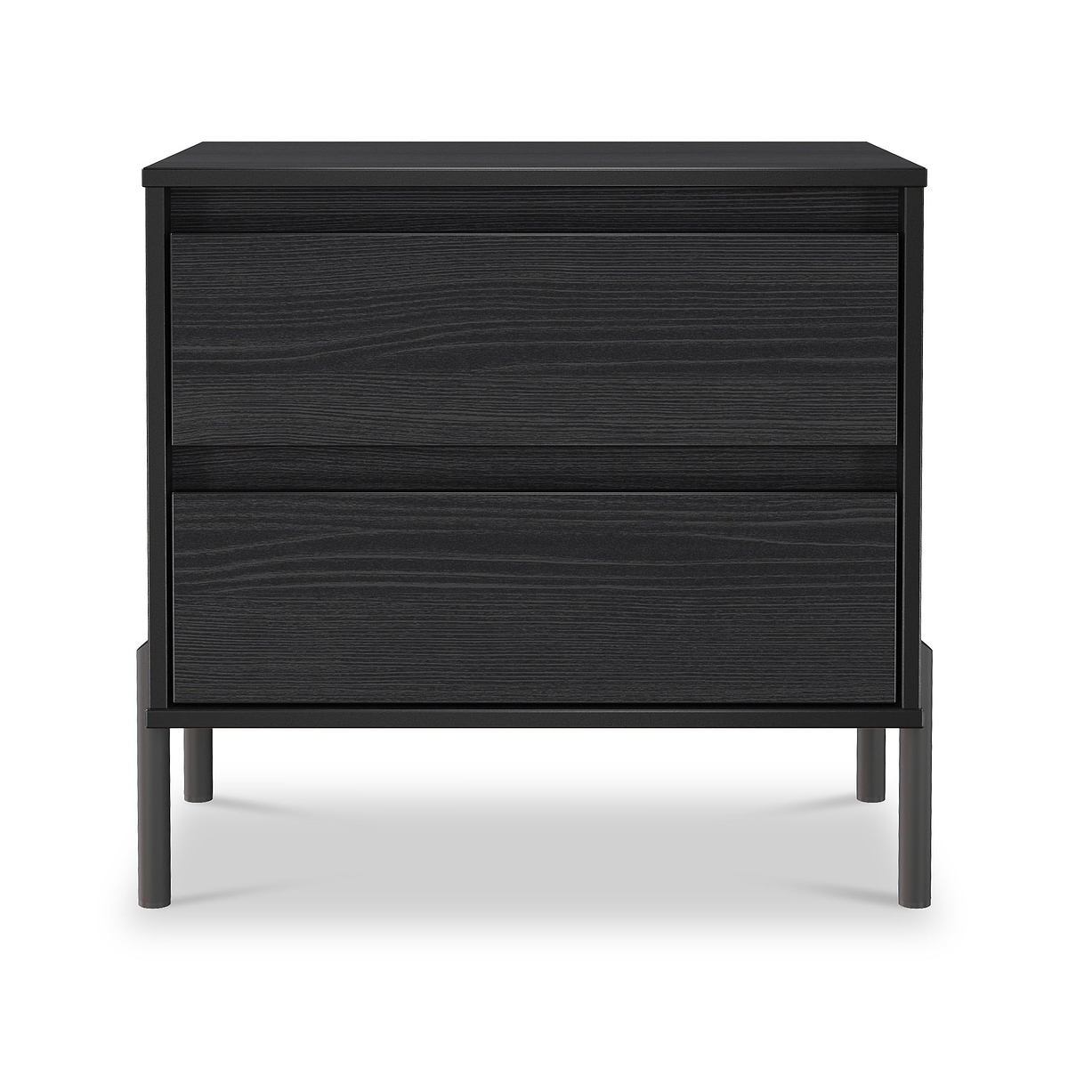 Axton 2 Drawer Wide Bedside Black Ash from Roseland Furniture