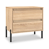 Axton 2 Drawer Wide Bedside Oak from Roseland Furniture