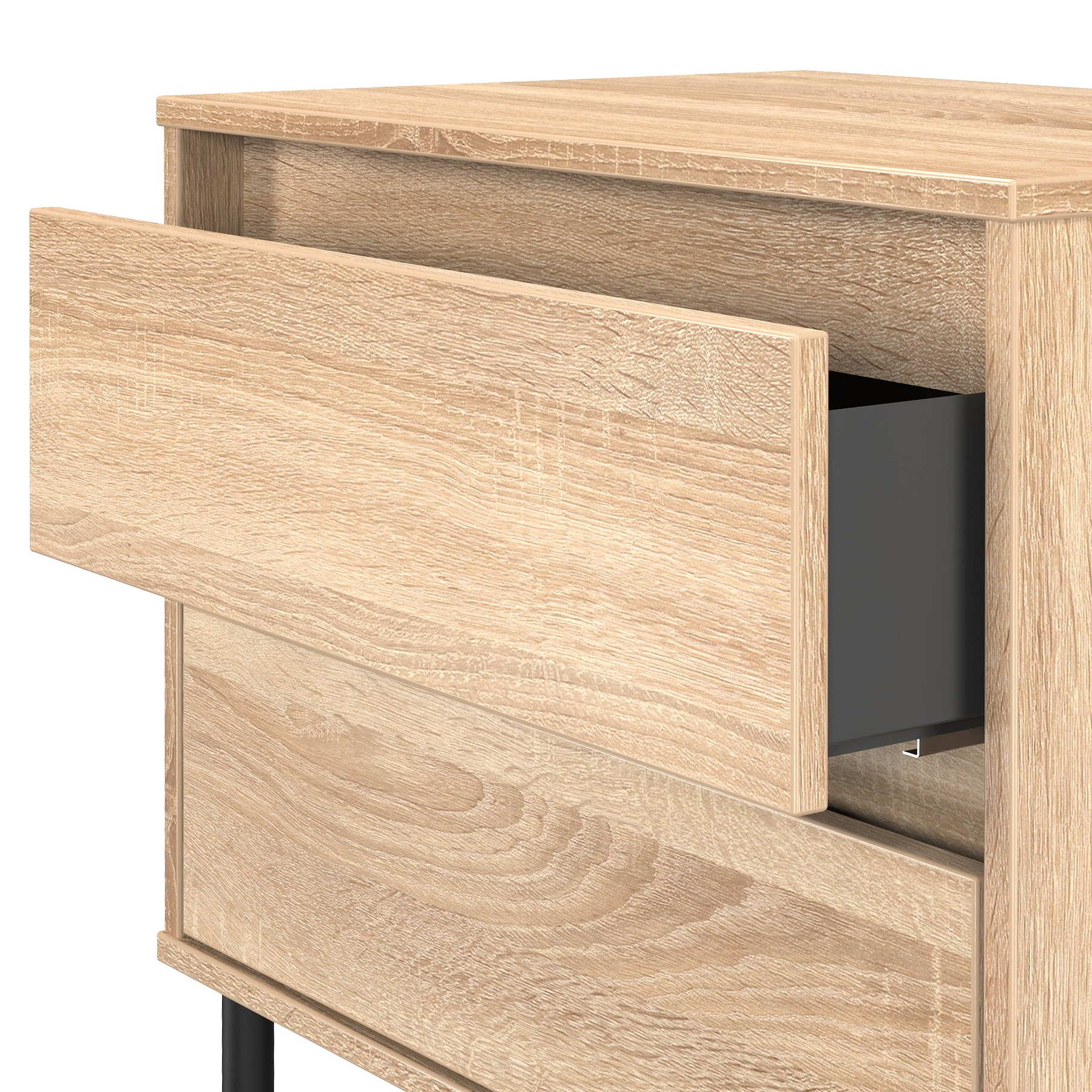 Axton 2 Drawer Wide Bedside Oak from Roseland Furniture