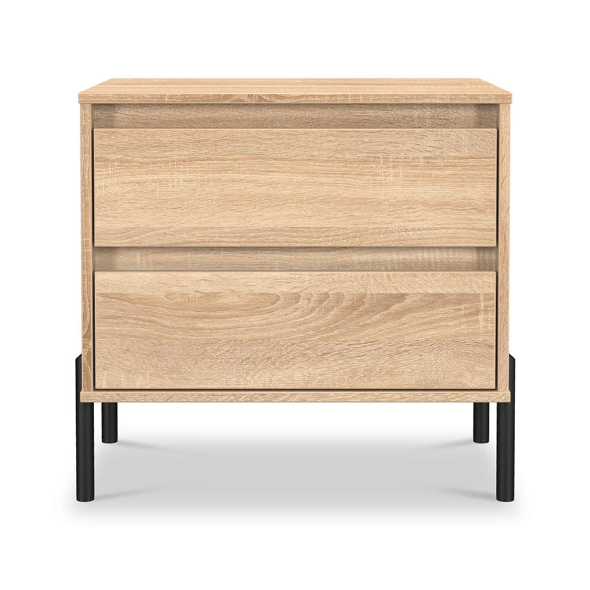 Axton 2 Drawer Wide Bedside Oak from Roseland Furniture