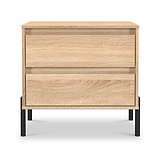 Axton 2 Drawer Wide Bedside Oak from Roseland Furniture