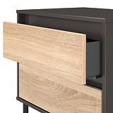 Axton 2 Drawer Wide Bedside Oak Graphite from Roseland Furniture