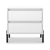 Axton 2 Drawer Wide Bedside White Matt from Roseland Furniture